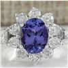 Image 1 : 3.16 CTW Natural Tanzanite And Diamond Ring 18K Solid White Gold