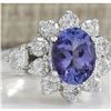 Image 2 : 3.16 CTW Natural Tanzanite And Diamond Ring 18K Solid White Gold