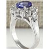 Image 3 : 3.16 CTW Natural Tanzanite And Diamond Ring 18K Solid White Gold