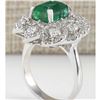Image 3 : 4.70 CTW Natural Emerald And Diamond Ring In 14K White Gold