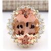 Image 1 : 13.43 CTW Natural Morganite And Diamond Ring In 14k Solid Yellow Gold