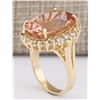 Image 3 : 13.43 CTW Natural Morganite And Diamond Ring In 14k Solid Yellow Gold