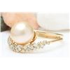 Image 2 : 3.48 mm Gold South Sea Pearl 18K Solid Yellow Gold Diamond Ring