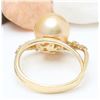 Image 3 : 3.48 mm Gold South Sea Pearl 18K Solid Yellow Gold Diamond Ring