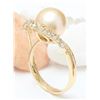 Image 4 : 3.48 mm Gold South Sea Pearl 18K Solid Yellow Gold Diamond Ring