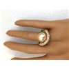 Image 5 : 3.48 mm Gold South Sea Pearl 18K Solid Yellow Gold Diamond Ring