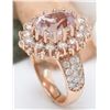 Image 5 : 5.86 CTW Natural Kunzite 18K Solid Rose Gold Diamond Ring