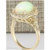 Image 3 : 4.40 CTW Natural Opal And Diamond Ring In14k Yellow Gold