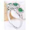 Image 4 : 1.70 CTW Natural Emerald 14K Solid White Gold Diamond Ring