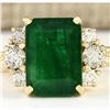 Image 1 : 6.38 CTW Natural Emerald And Diamond Ring In 14k Yellow Gold