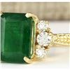 Image 2 : 6.38 CTW Natural Emerald And Diamond Ring In 14k Yellow Gold