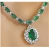 Image 2 : 27.16 CTW Emerald 14K Yellow Gold Diamond Necklace