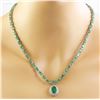 Image 3 : 27.16 CTW Emerald 14K Yellow Gold Diamond Necklace