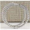 Image 2 : 2.98 CTW Natural Diamond Hoop Earrings 14k Solid White Gold