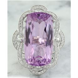 29.02 CTW Kunzite 18K White Gold Diamond Ring