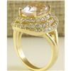 Image 3 : 6.07 CTW Natural Peach Morganite And Diamond Ring In 14K Solid Yellow Gold