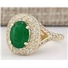 Image 2 : 3.05 CTW Natural Emerald And Diamond Ring In 18K Yellow Gold