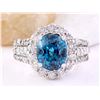 Image 1 : 7.70 CTW Natural Zircon 14K Solid White Gold Diamond Ring