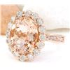 Image 2 : 6.82 CTW Natural Morganite 14K Solid Rose Gold Diamond Ring