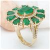 Image 4 : 6.39 CTW Natural Emerald 14K Solid Yellow Gold Diamond Ring