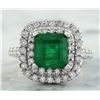 Image 1 : 4.10 CTW Emerald 18K White Gold Diamond Ring