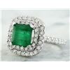 Image 2 : 4.10 CTW Emerald 18K White Gold Diamond Ring