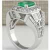 Image 3 : 4.75 CTW Natural Emerald Diamond Ring 14k Solid White Gold