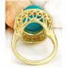Image 3 : 9.12 CTW Natural Turquoise 18K Solid Yellow Gold Diamond Ring