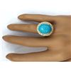 Image 5 : 9.12 CTW Natural Turquoise 18K Solid Yellow Gold Diamond Ring
