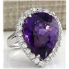 Image 2 : 14.96 CTW Natural Amethyst And Diamond Ring In 18K Solid White Gold