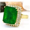 Image 2 : 16.13 CTW Natural Emerald 14K Solid Yellow Gold Diamond Ring