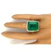 Image 4 : 16.13 CTW Natural Emerald 14K Solid Yellow Gold Diamond Ring