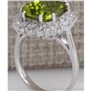 Image 3 : 5.93 CTW Natural Peridot And Diamond Ring 18K Solid White Gold