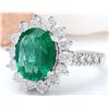 Image 2 : 3.98 CTW Natural Emerald 18K Solid White Gold Diamond Ring