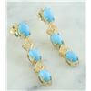 Image 2 : 2.65 CTW Turquoise 14K Yellow Gold Diamond Earrings