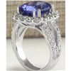 Image 3 : 10.01 CTW Natural Blue Tanzanite And Diamond Ring 18K Solid White Gold