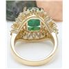 Image 3 : 5.56 CTW Natural Emerald 14K Solid Yellow Gold Diamond Ring
