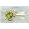 Image 2 : 0.72 CTW Peridot 14K Yellow Gold Diamond Ring