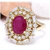 Image 2 : 3.38 CTW Natural Ruby 14K Solid Yellow Gold Diamond Ring