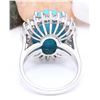 Image 3 : 8.32 CTW Natural Turquoise 14K Solid White Gold Diamond Ring
