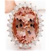 Image 1 : 13.68 CTW Natural Morganite 14K Solid Rose Gold Diamond Ring