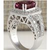 Image 3 : 5.78 CTW Natural Pink Tourmaline And Diamond Ring 14K Solid White Gold