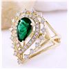 Image 2 : 2.40 CTW Natural Emerald 14K Solid Yellow Gold Diamond Ring