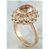 Image 4 : 3.90 CTW Morganite 18K Rose Gold Diamond Ring