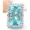 Image 1 : 38.57 CTW Natural Aquamarine 18K Solid White Gold Diamond Ring