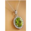 Image 2 : 2.00 CTW Peridot 18K White Gold Diamond Necklace