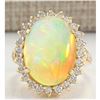 Image 1 : 8.88 CTW Natural Opal And Diamond Ring In 14K Yellow Gold