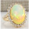 Image 2 : 8.88 CTW Natural Opal And Diamond Ring In 14K Yellow Gold