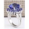 Image 3 : 9.14 CTW Natural Blue Tanzanite And Diamond Ring 14k Solid White Gold