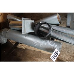 QUANTITY OF STOVE PIPES & RED ROLLING STEEL CART